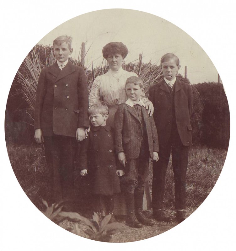 Alice with her sons; William, Brian, Harry and Tom